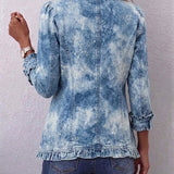 Jemison | Boho Style Gradient Vintage Botanical Print Ruffle Detail Jacket