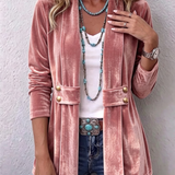 Holliwell | Vintage Lapel Button Accent Long Sleeve Open Front Jacket