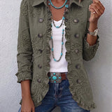 Kamberly | Boho Chic Floral Embroidered Utility Ruffled Trim Jacket