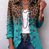 Elspeth | Leopard Ombre Ruffle Blazer Jacket