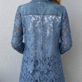 Lacinda | Blazer Jacket with Floral Lace Paneling