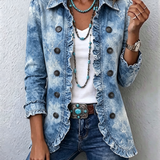 Jemison | Boho Style Gradient Vintage Botanical Print Ruffle Detail Jacket