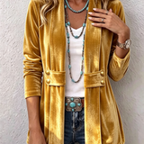 Holliwell | Vintage Lapel Button Accent Long Sleeve Open Front Jacket