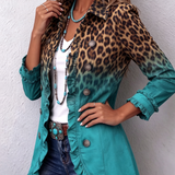 Elspeth | Leopard Ombre Ruffle Blazer Jacket