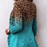 Elspeth | Leopard Ombre Ruffle Blazer Jacket