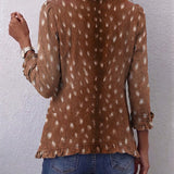 Nolinda | Bohemian Animal Print Ruffled Jacket