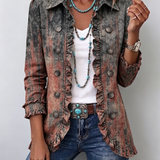 Bristow | Vintage Gradient Textured Print Ruffle Jacket